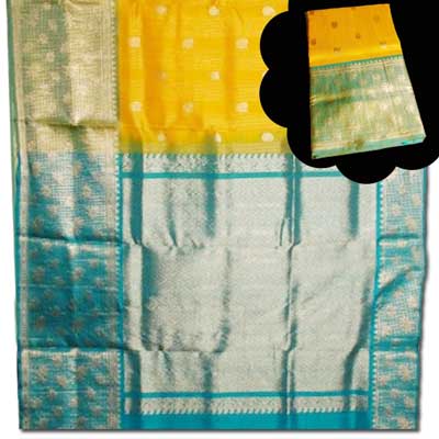 "Exclusive yellow color Venkatagiri pattu Saree - SLSM-7 - Click here to View more details about this Product